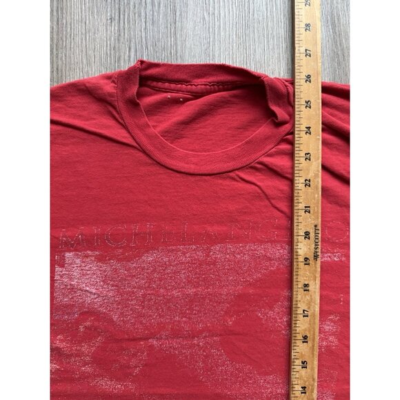 Vintage Rare 90s Michelangelo Creation Of Adam Painting Faded Red XL Shirt Art - Picture 11 of 11